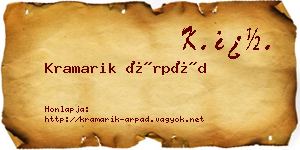 Kramarik Árpád névjegykártya