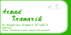 arpad kramarik business card